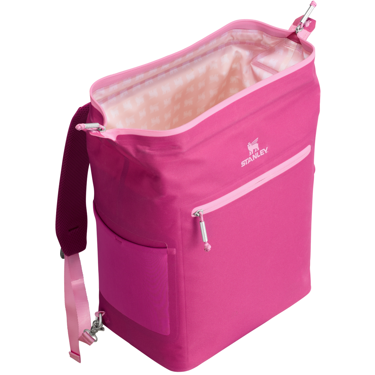Stanley All Day Madeleine Lunchbox with adjustable backpack straps in Fuchsia2