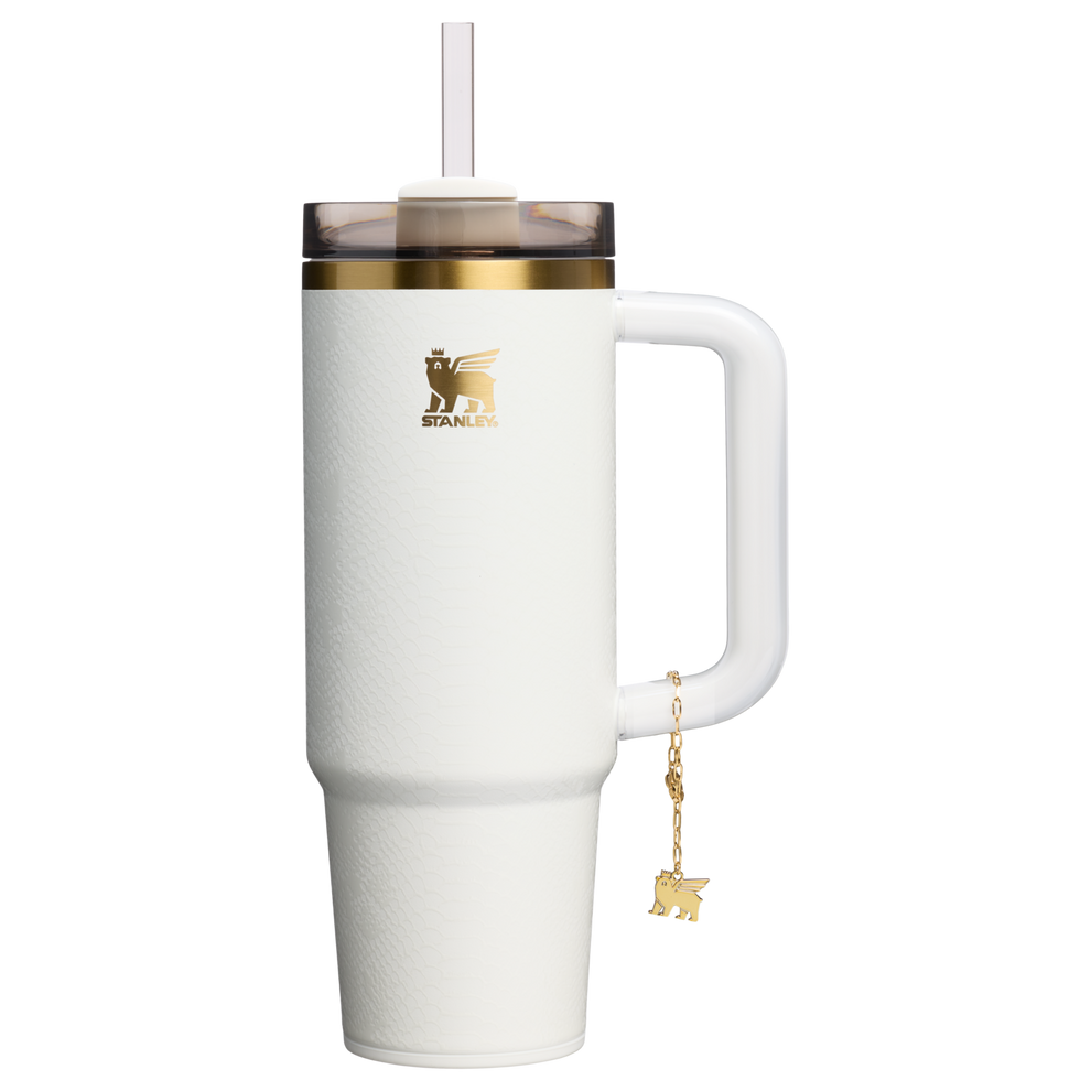 Stanley 30 OZ Quencher Luxe Tumbler In White Snakeskin