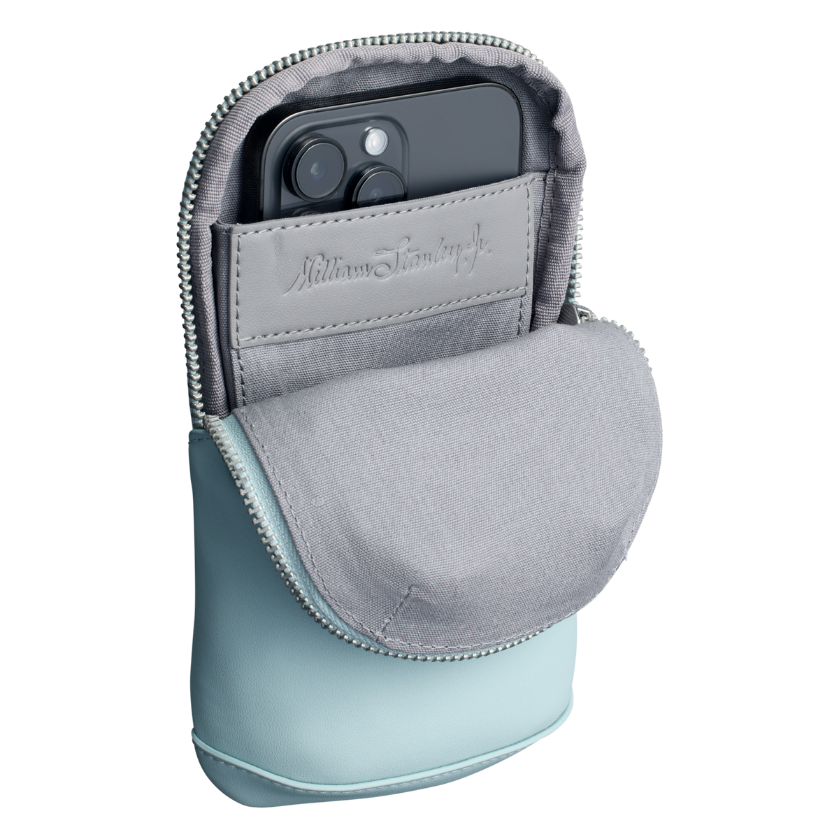 The Stanley Cross Bottle Max Phone Keys Wallet Case In Mist Blue1