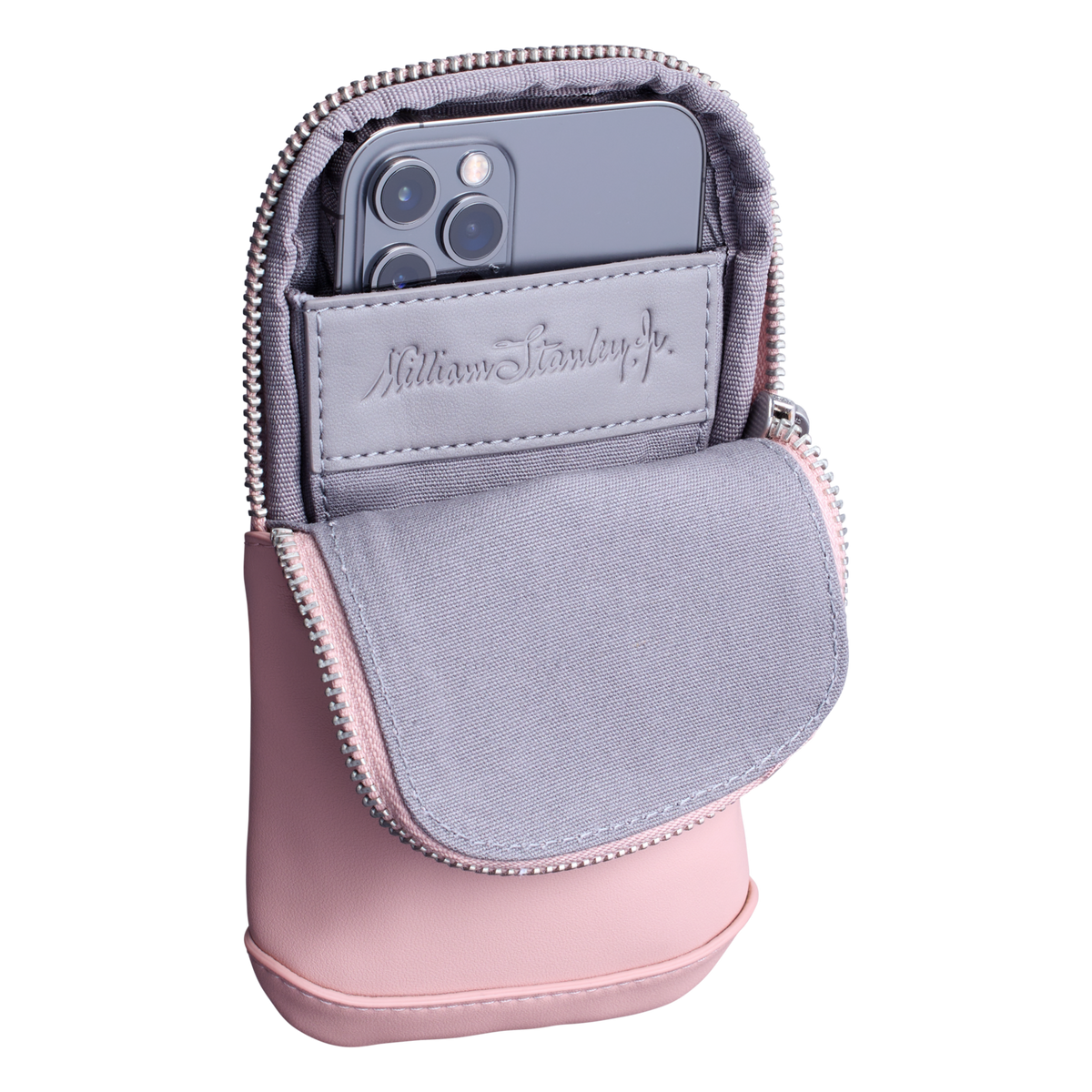 The Stanley Cross Bottle Midi Phone Keys Wallet Case In Rose Quartz Pink1