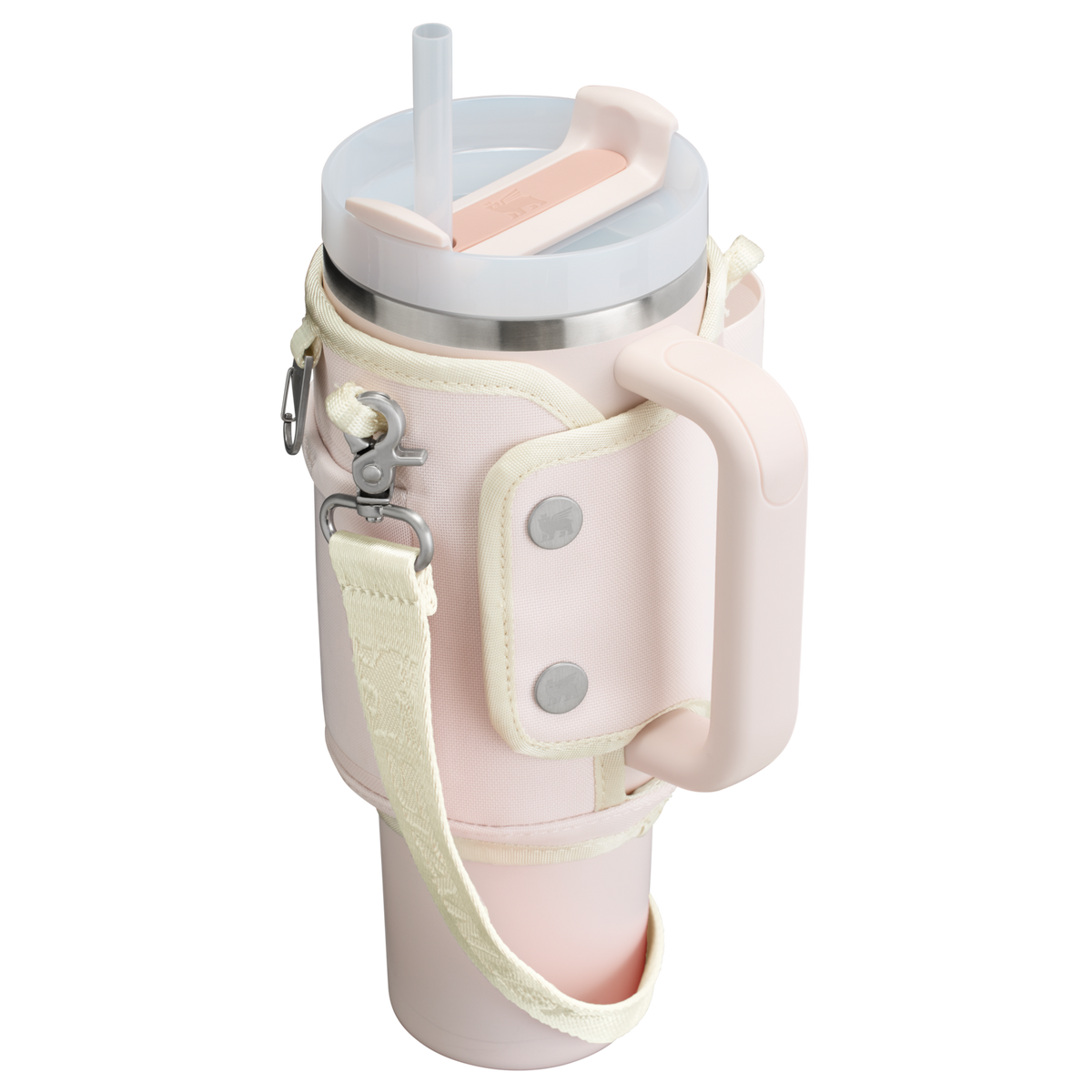 Stanley Carry-All 40 oz Quencher with Detachable Crossbody Straps in Rose Quartz pink4