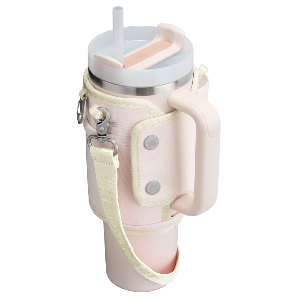 Stanley Carry-All 40 oz Quencher with Detachable Crossbody Straps in Rose Quartz pink
