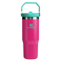 Stanley 30 OZ IceFlow Flip Straw Stainless Steel Tumbler In Passion Pink & Teal Lid