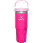 Stanley 30 OZ IceFlow Flip Straw Stainless Steel Tumbler In Camelia Pink