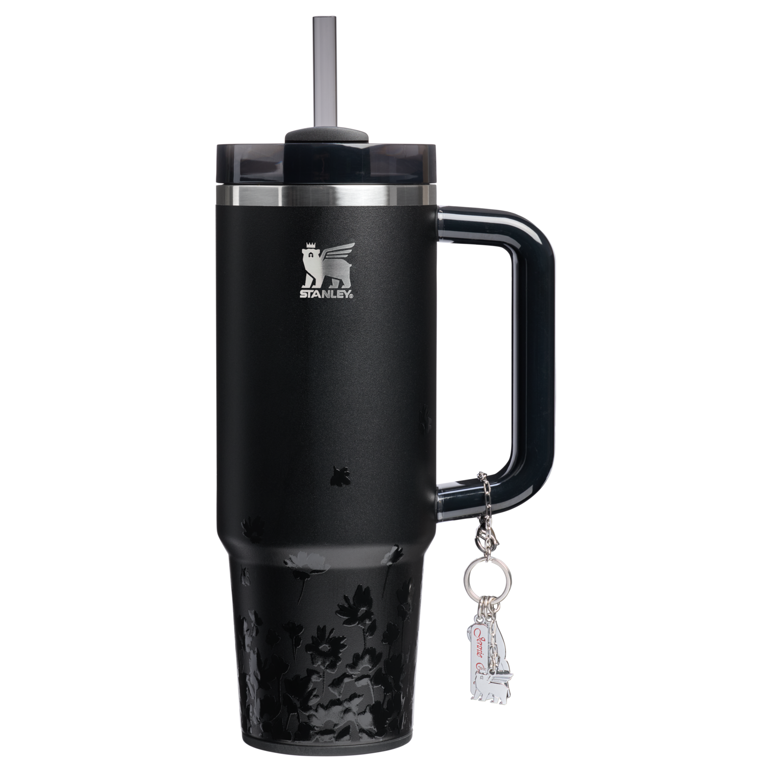 Stanley Jennie Collab 30 Ounce Tumbler In Midnight Ruby With Embossed Flowers